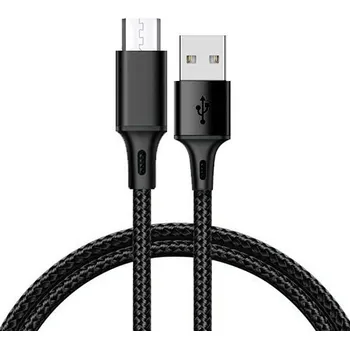 Kabel TYP 2 - USB na Micro USB - kovové zástrčky QC 3.0 1 metr černý