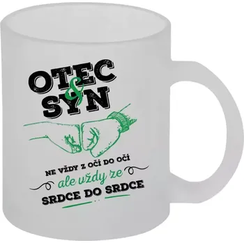 Hrnek 330 ml - skleněný matný Otec a syn, ze srdce do srdce