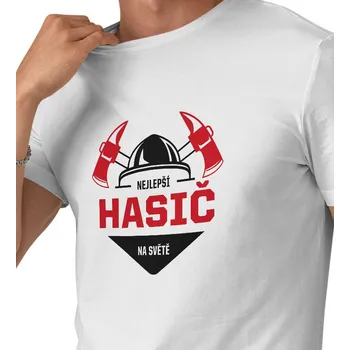 Pánské tričko Pánské triko bílé - Nejlepší hasič na světě 4XL