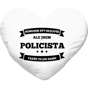 Polštář Polštář s povoláním - Nemusím být nejlepší, ale jsem (...), takže to jde samo - bílý 40 x 35 cm