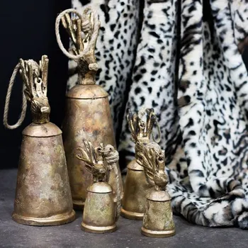 Zvonek na kolo Zlatý kovový zvonek s hlavou jelena Deer - Ø11*30cm