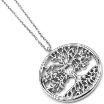 Náhrdelník Steel Jewelry Náhrdelník strom života s krystalkovým srdíčkem z chirurgické oceli NH140926 dárkové balení zdarma
