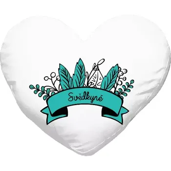 Polštář Polštář srdce 40x35 cm Svědkyně - zelené lupeny