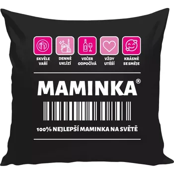 Polštář Polštář černý 40x40 cm Čárový kód - maminka