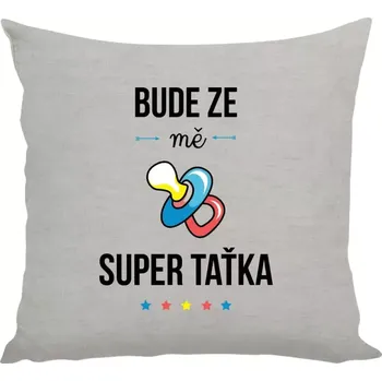 Polštář Polštář lněný 40x40 cm Bude ze mě super taťka