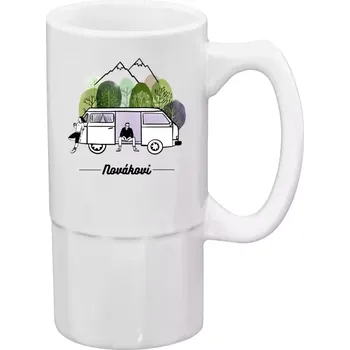 Sklenice Půllitr bílý vysoký Camp car