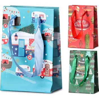 Dárková taška Taška dárková 100x150 mm vánoční různé motivy s glitrem mix