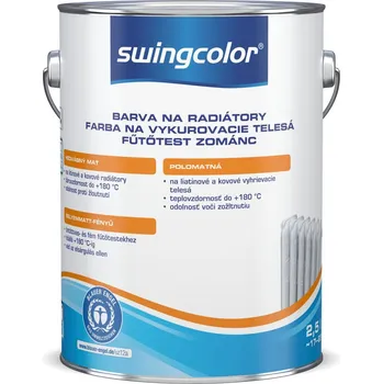 barva na zeď Swingcolor Barva na radiátory, bílá, polomatná, 2,5 l 6166 2,5L 0000