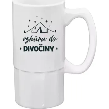 Sklenice Půllitr bílý vysoký Vzhůru do divočiny