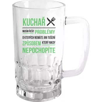 Sklenice Půllitr pro kuchaře a kuchařky - Musím řešit problémy - kuchař - čirý