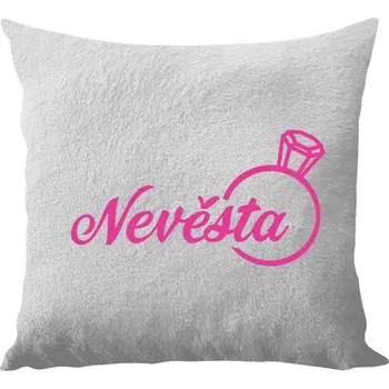 Polštář Polštář bílý 40x40 cm - dlouhý chlup Nevěsta s prstenem