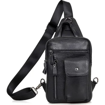 Sportovní batoh Hranatý kožený batoh na hruď s kapsou na telefon Barva (Varianta): Černá