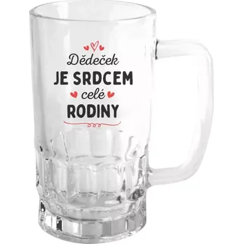 Sklenice Půllitr skleněný Dědeček je srdcem celé rodiny
