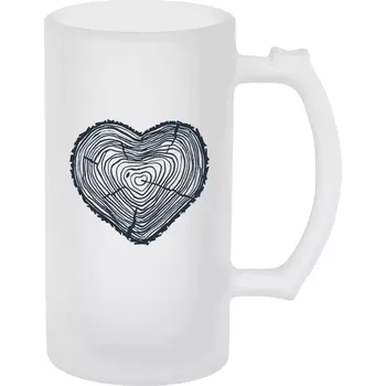 Sklenice Půllitr skleněný matný Pařez srdce