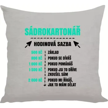 Polštář Polštář lněný 40x40 cm Hodinová sazba - sádrokartonář