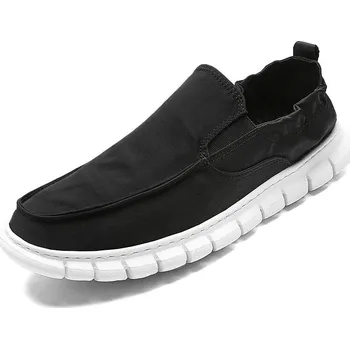 Pánské mokasíny Prodyšné pánské boty loafers plátěné Barva: Černá, Velikost: 47