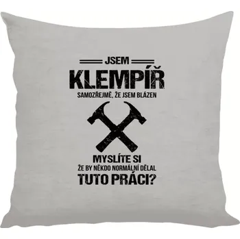 Polštář Polštář lněný 40x40 cm Samozřejmě, že jsem blázen - klempíř