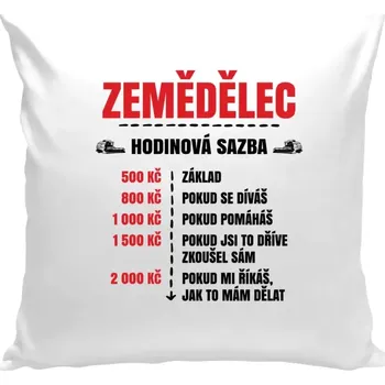 Polštář Polštář bílý 40x40 cm Hodinová sazba - zemědělec
