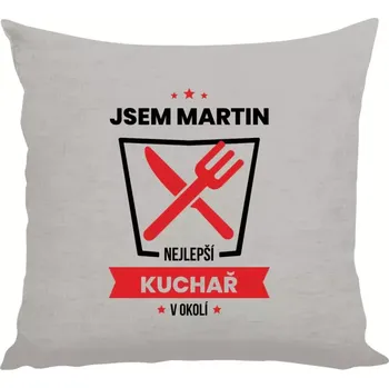 Polštář Polštář lněný 40x40 cm Nejlepší v okolí - kuchař
