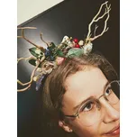 Dívčí čelenka do vlasů s květy, ptáčkem a větvičkami