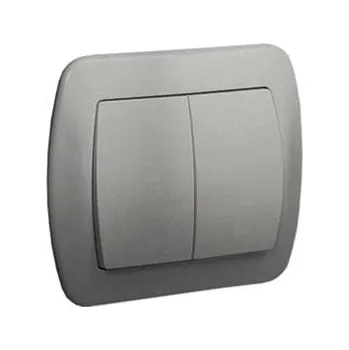 vypínač KONTAKT SIMON dvojitý vypínač stříbrný