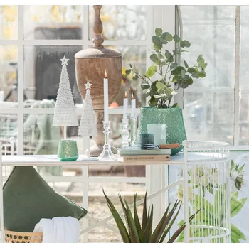 Vánoční stromek Dekorace bílý antik drátěný vánoční stromeček Tree - Ø 10*40 cm