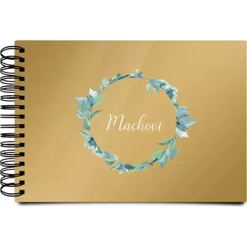 Fotokniha Plexi album s kroužkovou vazbou Modrozelené lístečky s příjmením