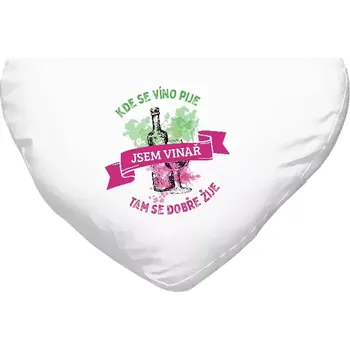 Polštář Polštář srdce 40x35 cm Kde se víno pije, tam se dobře žije - jsem vinař