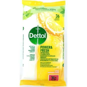 Dettol Power & Fresh dezinfekční víceúčelové ubrousky citron 36 ks