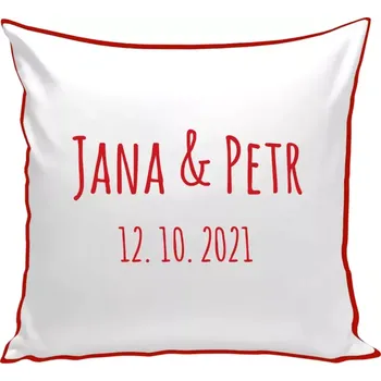 Polštář Polštář barevný 32x32 cm Jména a datum písmo 1