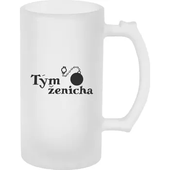 Sklenice Půllitr skleněný matný Tým ženicha s koulí