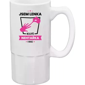 Sklenice Půllitr bílý vysoký Nejlepší v okolí - nehtařka