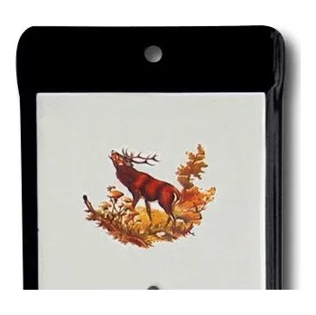 Domácí teploměr Venkovní teploměr smaltovaný, Černobílý 860x140 mm, Troubící jelen