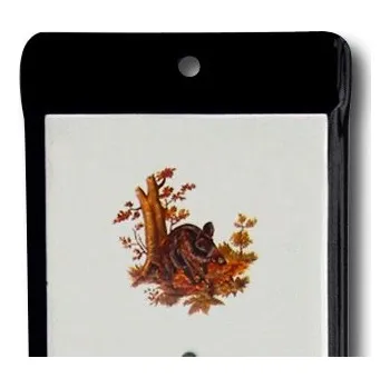 Domácí teploměr Venkovní teploměr smaltovaný, Černobílý, Motiv Divoký kanec, 500x95 mm