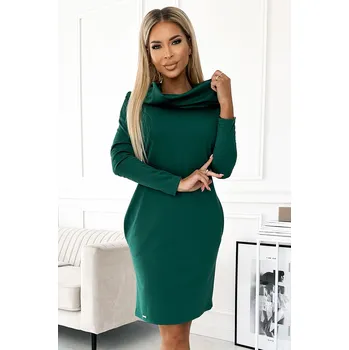 Dámské šaty Tmavě zelené šaty s velkým rolákem 503-1 dark green Velikost: XL