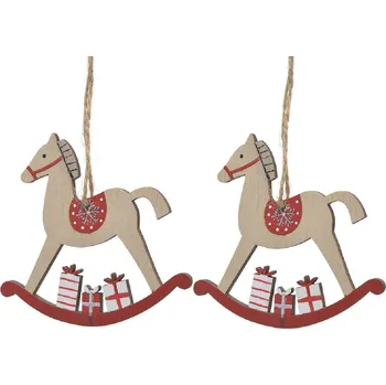 Vánoční dekorace Vánoční ozdoba houpací kůň 2 ks