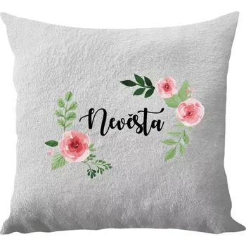 Polštář Polštář bílý 40x40 cm - dlouhý chlup Nevěsta - růže