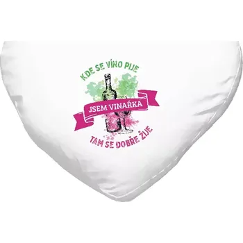 Polštář Polštář srdce 40x35 cm Kde se víno pije, tam se dobře žije - jsem vinařka