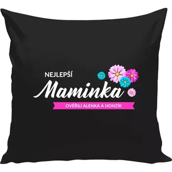 Polštář Polštář černý 40x40 cm Nejlepší maminka se jmény dětí