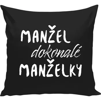 Polštář Polštář černý 40x40 cm Manžel dokonalé manželky