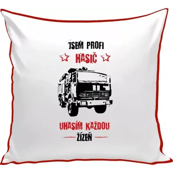 Polštář Polštář barevný 32x32 cm Jsem profi hasič, uhasím každou žízeň