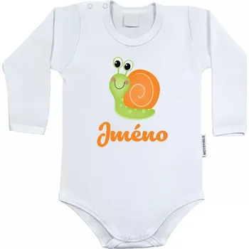 Kojenecký body Dětské body s dlouhým rukávem Šnek se jménem