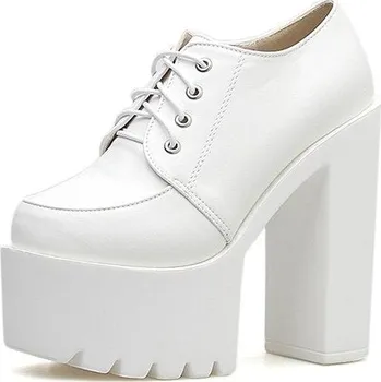 Dámské kozačky Dámské polobotky na masivním podpatku GoodDayGirl Fashion Barva: Bílá, Velikost: 39