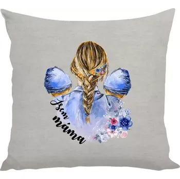 Polštář Polštář lněný 40x40 cm Jsem máma - dva chlapečci