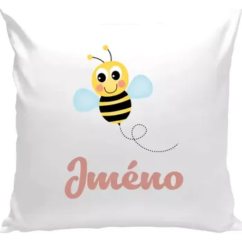 Polštář Polštář pro děti - Včelička se jménem - bílá 40 × 40 cm