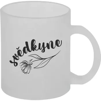Hrnek 330 ml - skleněný matný Svědkyně - s květinou