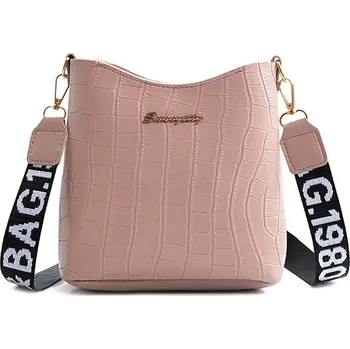 Kabelka Dámská "crossbody" kabelka s motivem krokodýlí kůže se zlatým nápisem Barva: Růžová