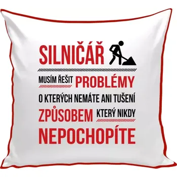 Polštář Polštář barevný 32x32 cm Musím řešit problémy - silničář