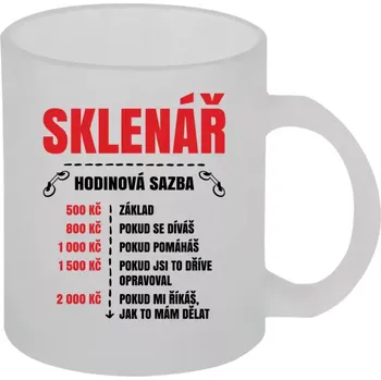Hrnek 330 ml - skleněný matný Hodinová sazba - sklenář