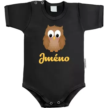 Kojenecký body Dětské body s krátkým rukávem Sovička se jménem
